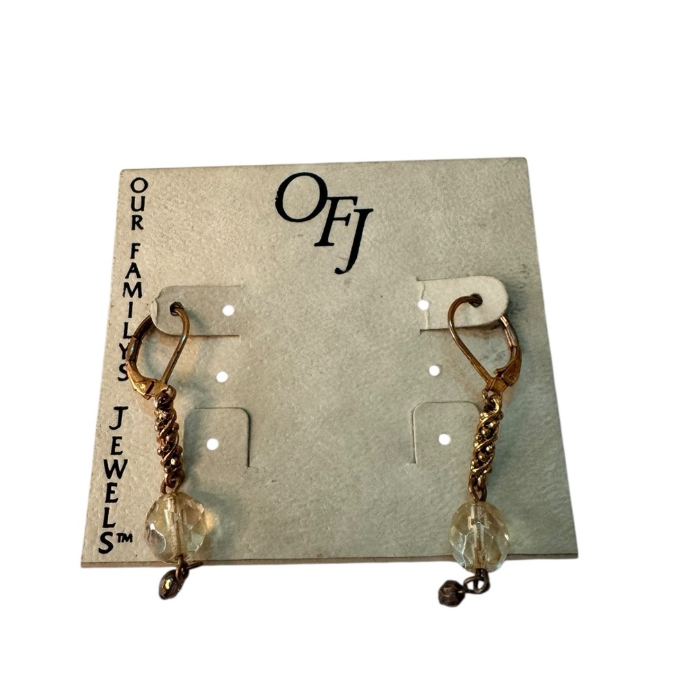 Gold Dangle‎ Earrings with Crystal Accents